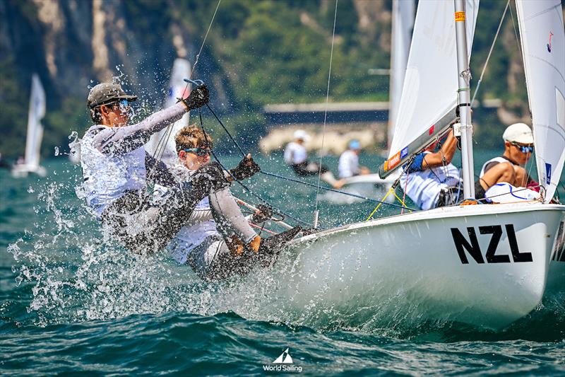 Cam Brown and Alex Norman - NZL - Male Dinghy - 420 - 2024 Youth World Sailing Championships - Lake Garda - Italy - July 2024 photo copyright Martina Orsini taken at Takapuna Boating Club and featuring the 420 class