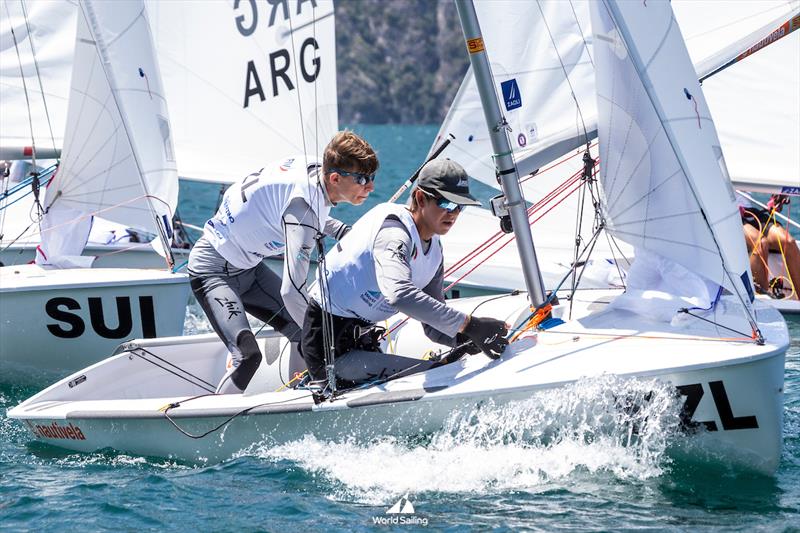 Cam Brown and Alex Norman - NZL - Male Dinghy - 420 - 2024 Youth World Sailing Championships - Lake Garda - Italy - July 2024 photo copyright Tamborini Alessio taken at Takapuna Boating Club and featuring the 420 class