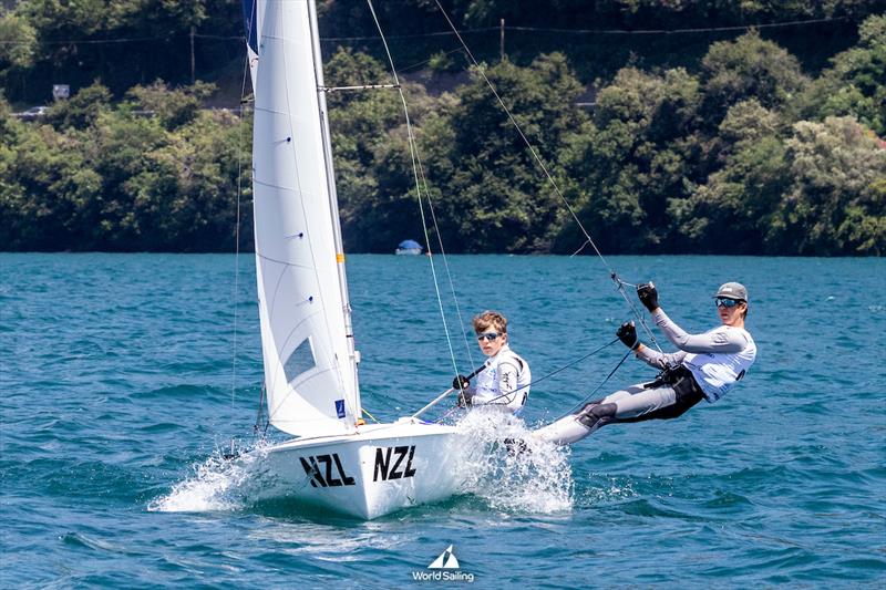 Cam Brown and Alex Norman - NZL - Male Dinghy - 420 - 2024 Youth World Sailing Championships - Lake Garda - Italy - July 2024 photo copyright Tamborini Alessio taken at Takapuna Boating Club and featuring the 420 class