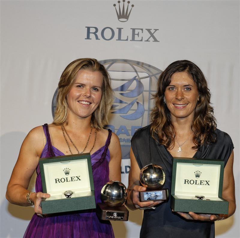 Polly Powrie & Jo Aleh (NZL), female winners of the 2013 ISAF Rolex World Sailor of the Year Awards photo copyright Kurt Arrigo / Rolex taken at  and featuring the 470 class