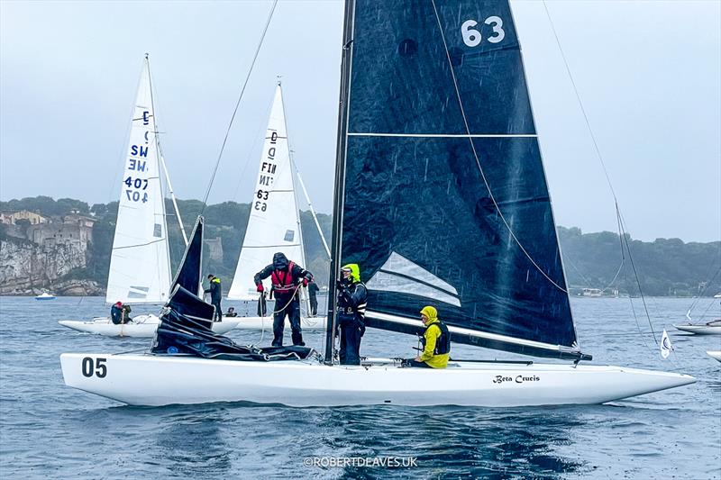 Beta Crucis thumb a lift back to the club on day 3 of the 2024 5.5 Metre French Open at the Regates Royales in Cannes photo copyright Robert Deaves / www.robertdeaves.uk taken at Yacht Club de Cannes and featuring the 5.5m class