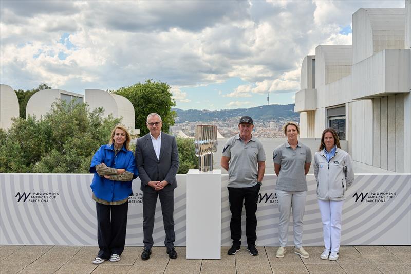 Patricia Urquiola, Marc Puig, Grant Dalton, Abby Ehler, Silvia Mas with the Puig Women's America's Cup trophy photo copyright America's Cup Media taken at Royal New Zealand Yacht Squadron and featuring the AC40 class