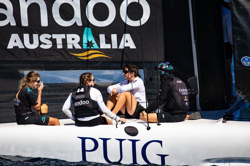 Andoo Team Australia Women's Squad get practice underway photo copyright Nic Douglass @sailorgirlHQ taken at  and featuring the AC40 class