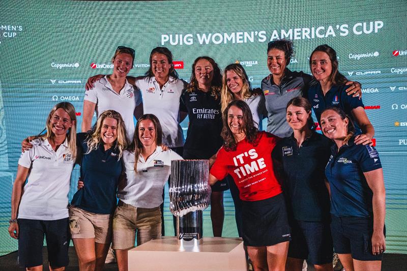 PUIG Women's America's Cup Skippers at the Official press conference photo copyright Athena Pathway taken at  and featuring the AC40 class