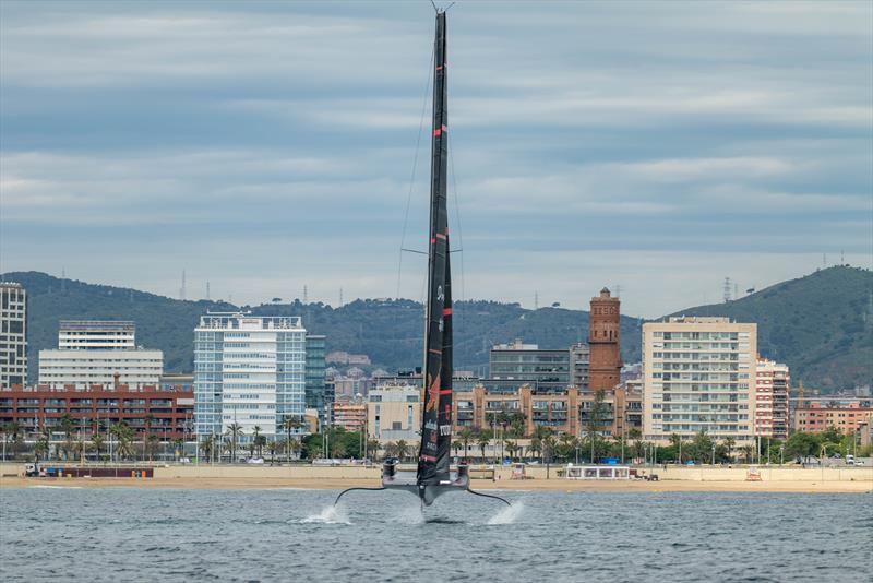 Gybing downwind in light airs - Alinghi Red Bull Racing - AC75 - Day 17 - May 15, 2024 - Barcelona - photo © Paul Todd/America's Cup