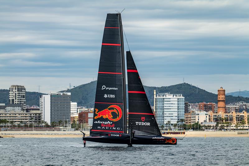 Pitch angle port tack - Alinghi Red Bull Racing - AC75 - Day 17 - May 15, 2024 - Barcelona - photo © Paul Todd/America's Cup