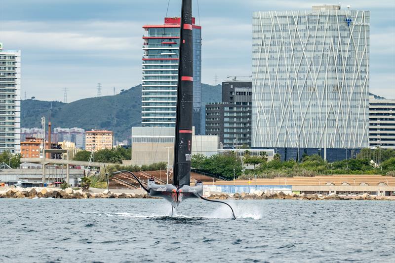 Heel angle port tack - Alinghi Red Bull Racing - AC75 - Day 17 - May 15, 2024 - Barcelona - photo © Paul Todd/America's Cup