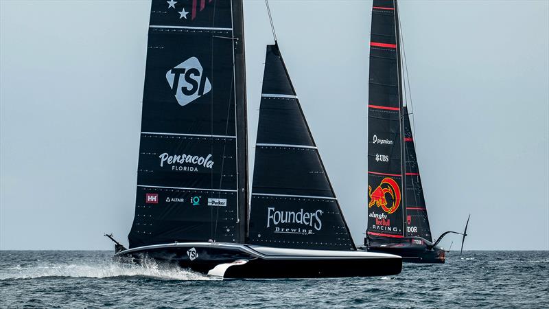 American Magic and Alinghi Red Bull Racing - AC75 - Day 23 - May 29, 2024 - Barcelona photo copyright Paul Todd / America's Cup taken at Société Nautique de Genève and featuring the AC75 class