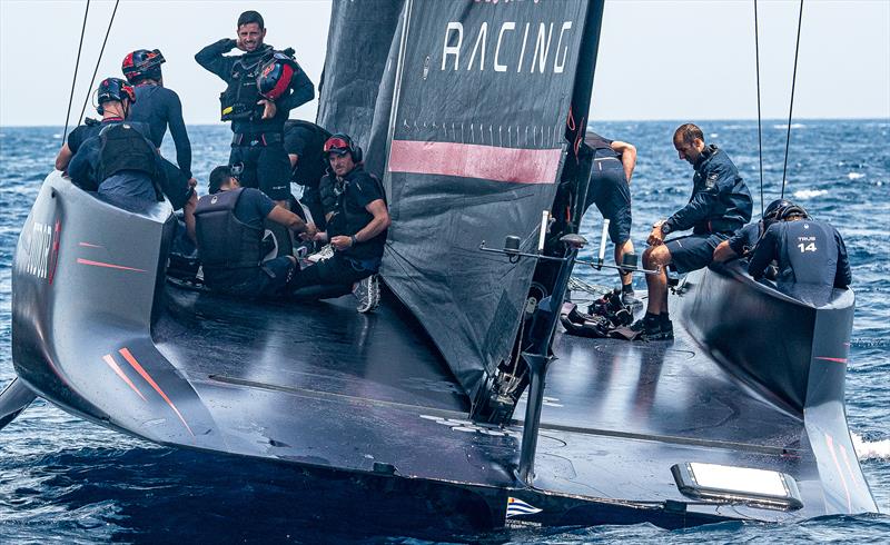 Interesting deck and cockpit layout Alinghi Red Bull Racing - AC75 - Day 28 - June 7, 2024 - Barcelona - photo © Ivo Rovira / America's Cup