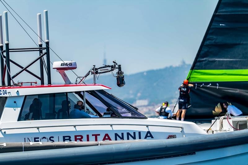 Gyroscopic camera - INEOS Britannia - AC75 - Day 26 - June 17, 2024 - Barcelona photo copyright Paul Todd / America's Cup taken at Royal Yacht Squadron and featuring the AC75 class