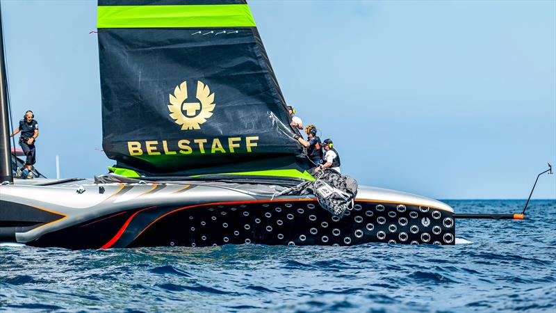 The J2-2 is reloaded after the J3-1 split - INEOS Britannia - AC75 - Day 26 - June 17, 2024 - Barcelona photo copyright Paul Todd / America's Cup taken at Royal Yacht Squadron and featuring the AC75 class