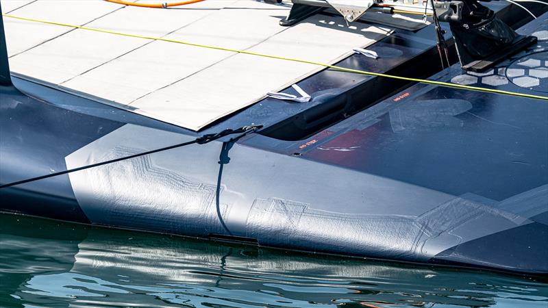 Tape hiding hull scratches - Alinghi Red Bull Racing - AC75 - Day 31 - June 17, 2024 - Barcelona photo copyright Ivo Rovira / America's Cup taken at Société Nautique de Genève and featuring the AC75 class