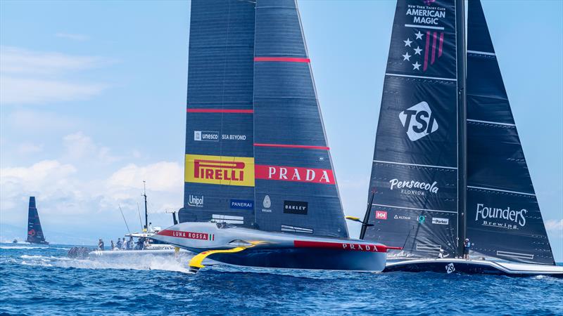 American Magic,  Luna Rossa and Alinghi RBR - AC75 - June 22, 2024 - Barcelona - photo © Ugo Fonolla / America's Cup