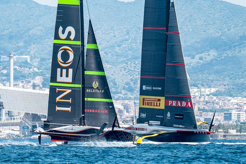 INEOS Britannia and Luna Rossa - AC75 - June 22, 2024 - Barcelona - photo © Paul Todd / America's Cup