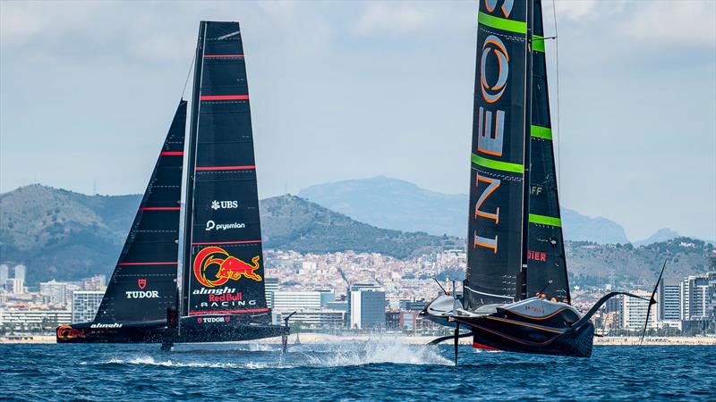 INEOS Britannia and Alinghi RBR - AC75 - June 22, 2024 - Barcelona photo copyright Paul Todd / America's Cup taken at Royal Yacht Squadron and featuring the AC75 class