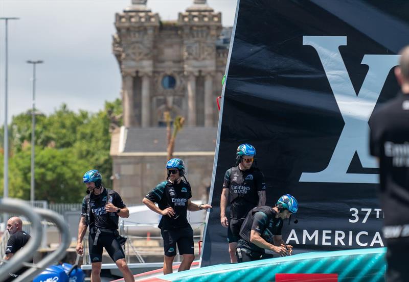 Emirates Team New Zealand - AC75 - July 3, 2024 - Barcelona photo copyright Hamish Hooper / America's Cup taken at Royal New Zealand Yacht Squadron and featuring the AC75 class