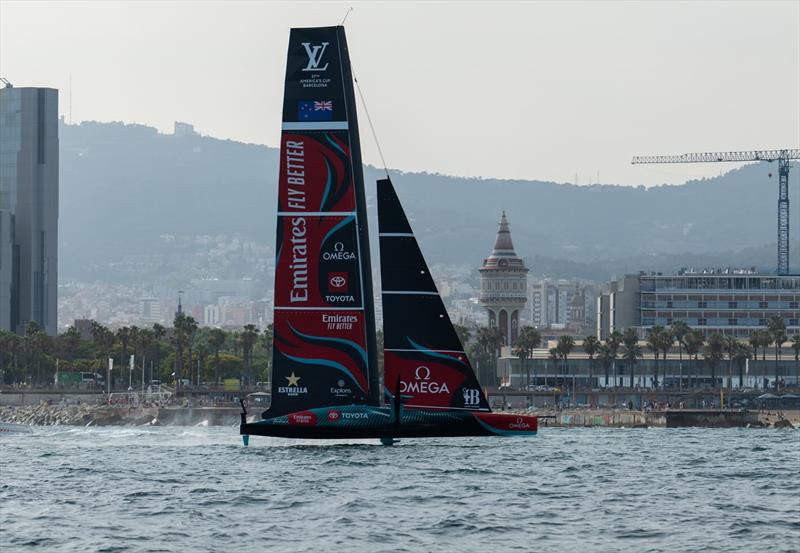 Emirates Team New Zealand - AC75 - July 3, 2024 - Barcelona photo copyright Hamish Hooper / America's Cup taken at Royal New Zealand Yacht Squadron and featuring the AC75 class