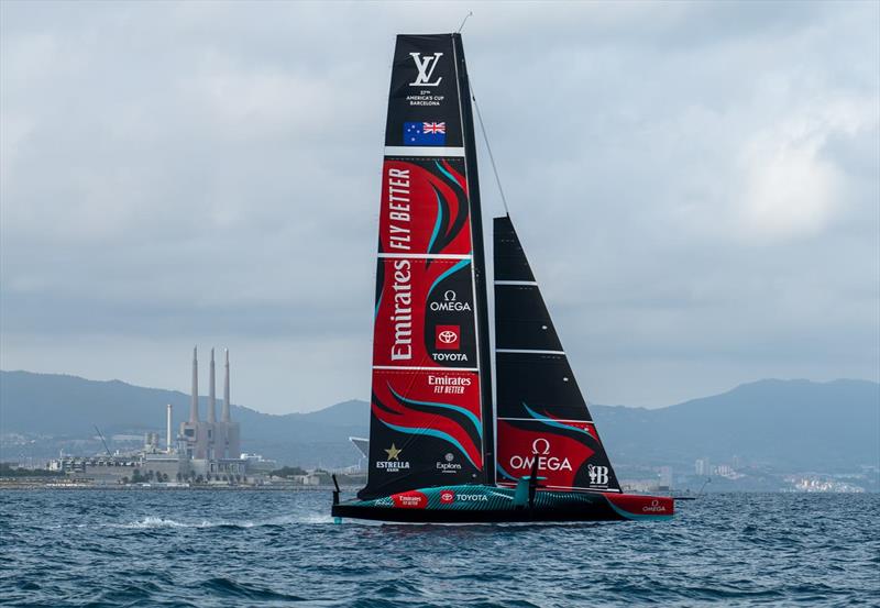 Emirates Team New Zealand - AC75 - July 3, 2024 - Barcelona photo copyright Hamish Hooper / America's Cup taken at Royal New Zealand Yacht Squadron and featuring the AC75 class