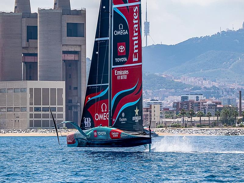 Emirates Team New Zealand - AC75 - July 8, 2024 - Barcelona photo copyright Hamish Hooper / America's Cup taken at Royal New Zealand Yacht Squadron and featuring the AC75 class