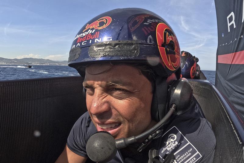 Kai Lenny of the United States seen during sailing on the AC75 BoatOne of Alinghi Red Bull Racing in Barcelona, Spain photo copyright Samo Vidic / Alinghi Red Bull Racing taken at  and featuring the AC75 class