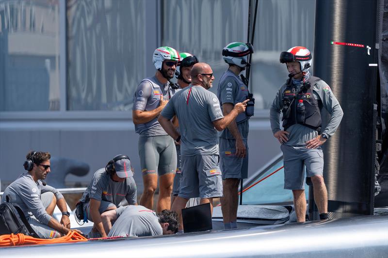 Luna Rossa departure - Louis Vuitton Cup - Day 1 - Barcelona - August 29, 2024 photo copyright Ian Roman / America's Cup taken at Real Club Nautico de Barcelona and featuring the AC75 class