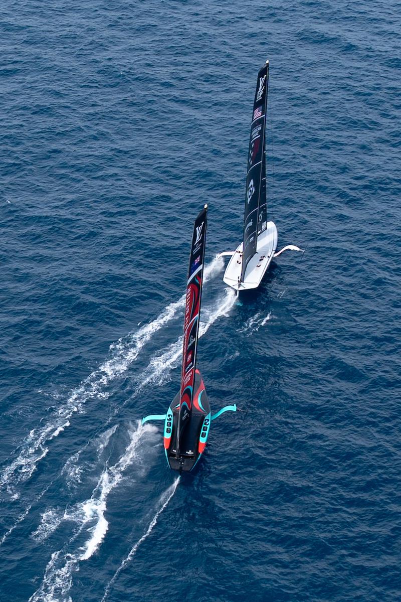 Luna Rossa and ETNZ - Race 17 - Day 5 - Round Robin 2 - Louis Vuitton Cup - September 3, 2024 - Barcelona photo copyright Ian Roman / America's Cup taken at Real Club Nautico de Barcelona and featuring the AC75 class