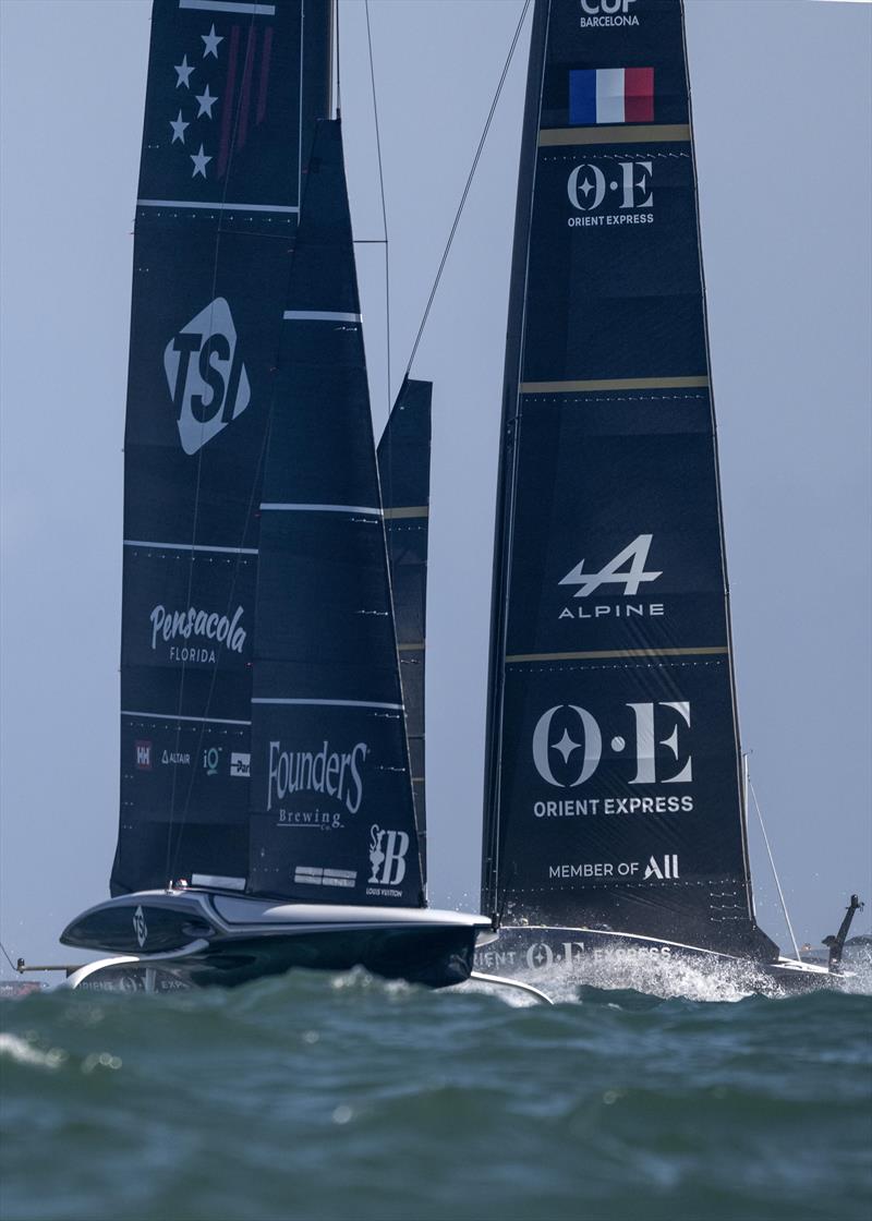 New York Yacht Club American Magic vs. Orient Express Racing Team on Louis Vuitton Cup Round Robin Day 7 - 7th September 2024 - photo © David Maynard / www.alleycatphotographer.com