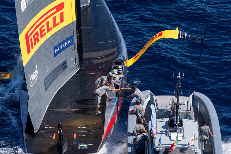 Foil arm problems for Luna Rossa Prada Pirelli on Louis Vuitton Cup Round Robin Day 9 - 9th September 2024 - photo © Ian Roman / America's Cup