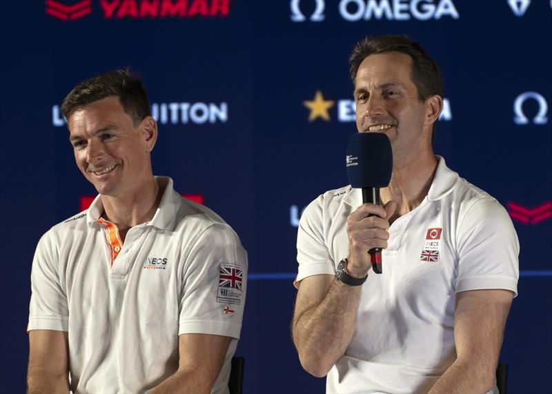 Dylan Fletcher and Ben Ainslie during the Louis Vuitton Cup Finals Media Conference - photo © David Maynard / www.alleycatphotographer.com