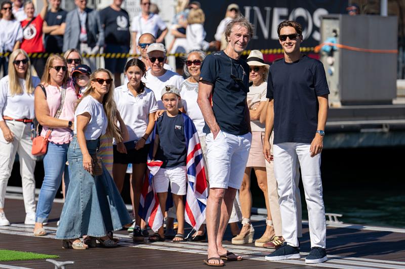 Sir Jim Ratcliffe and Formula 1 driver George Russell on Louis Vuitton Cup Final Race Day 3 - September 29, 2024 photo copyright Ian Roman / America's Cup taken at  and featuring the AC75 class