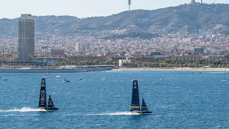  Luna Rossa and INEOS Britannia - Finals Louis Vuitton Cup - Race 4 - Day 17 - September 29, 2024 - Barcelona photo copyright Ricardo Pinto / America's Cup taken at Real Club Nautico de Barcelona and featuring the AC75 class