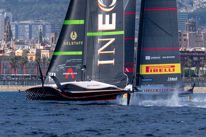 INEOS Britannia vs. Luna Rossa Prada Pirelli in Race 11 of the Louis Vuitton Cup Final  - Race Day 7 - October 4, 2024  photo copyright Ian Roman / America's Cup taken at  and featuring the AC75 class