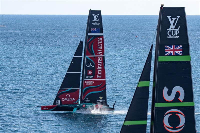 Race Day 6 of the Louis Vuitton Cup. INEOS Britannia, and Emirates Team New Zealand photo copyright Ian Roman / America's Cup taken at Royal New Zealand Yacht Squadron and featuring the AC75 class