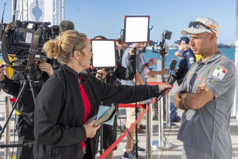 Shirley Robertson interviews Francesco Bruni in Auckland at the 36th America's Cup photo copyright America's Cup Media taken at Royal New Zealand Yacht Squadron and featuring the ACC class