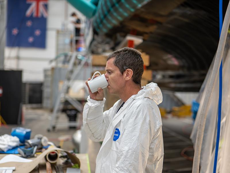 Emirates Team New Zealand design and shore crews work around the clock to repair their AC75 raceboat damaged on Thursday - August 31, 2024 - Barcelona photo copyright Emirates Team NZ taken at Royal New Zealand Yacht Squadron and featuring the ACC class