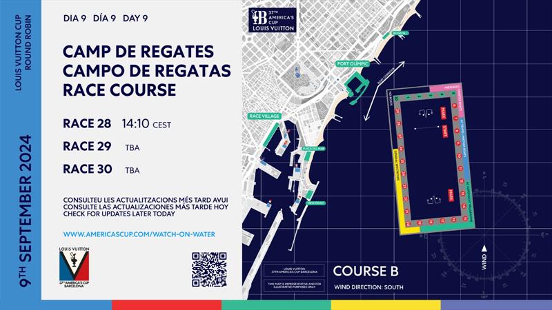 Course location - Day 9 - Round Robin 2 - Louis Vuitton Cup - September 9, 2024 - Barcelona - photo © America's Cup Media