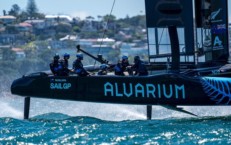 Starboard T-foil in the raised position -  Armstrong Foils has partnered with SailGP to be the Official Foil Tip Manufacturer of SailGP - photo © Armstrong Foils