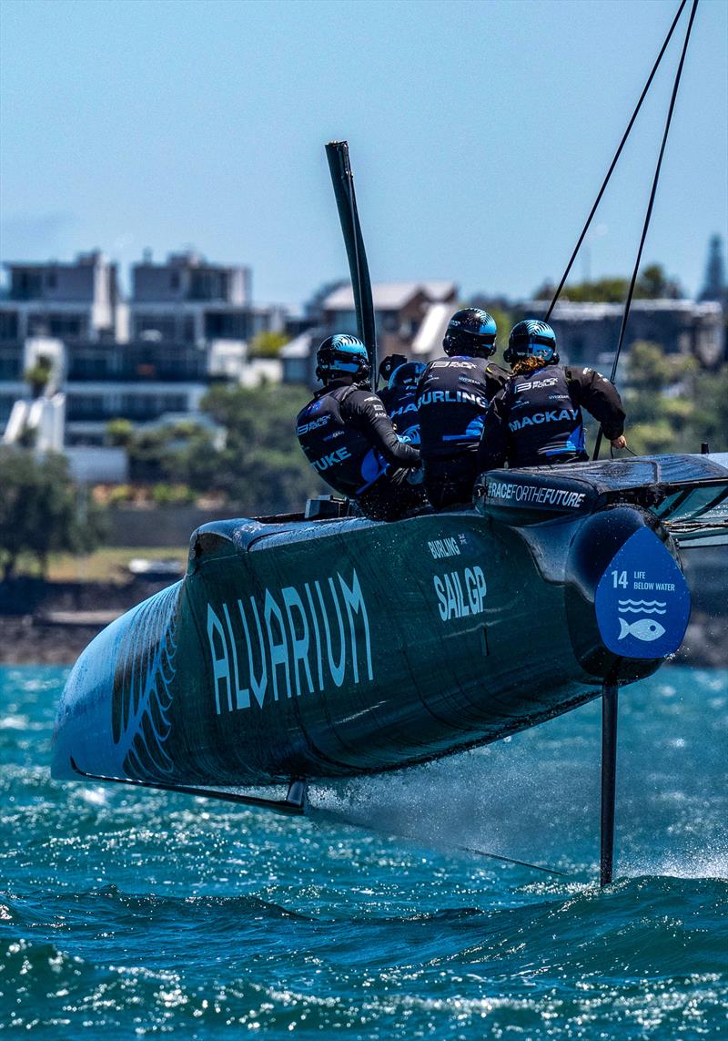 The outboard foil tip (black and white stripes) is detachable -Armstrong Foils has partnered with SailGP to be the Official Foil Tip Manufacturer of SailGP - photo © Armstrong Foils