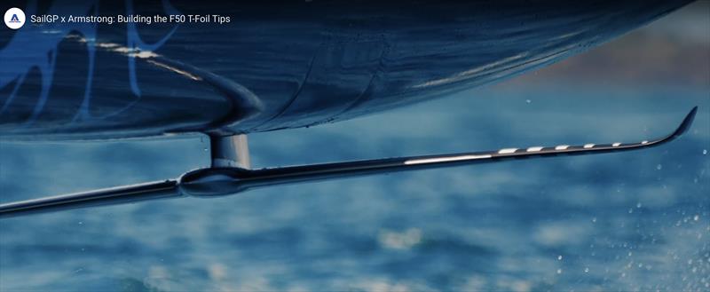 Half-span image of the T-Foil tip in the distinctive Armstriong branding - photo © SailGP