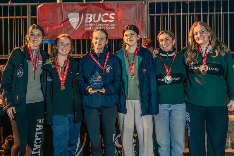 Exeter women's team win their category at the BUCS British University Fleet Racing Championships at Torbay photo copyright Moiz Shah taken at Royal Torbay Yacht Club and featuring the BUSA class