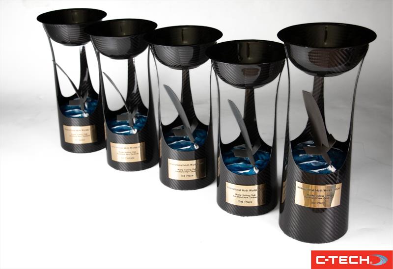 C-Tech's trophies incorporate an epoxy sea, 3D printed metal Moth, and carbon bowls - 2024 Predictwind Moth Worlds - photo © C-Tech