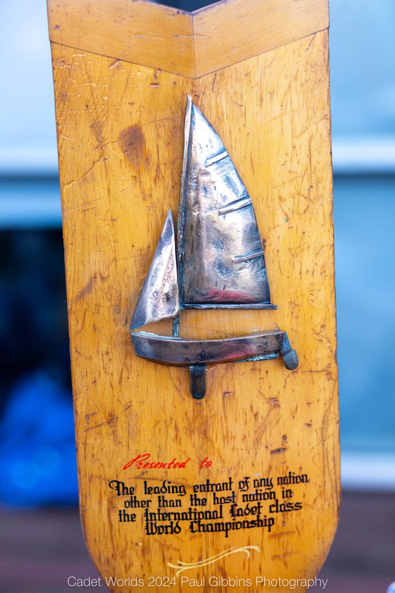 Trophy for the Cadet class World Championship photo copyright Paul Gibbins Photography taken at Plymouth Youth Sailing and featuring the Cadet class