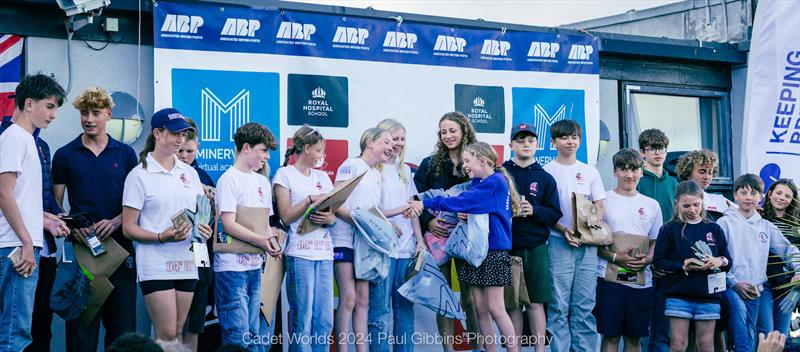 Prize-giving for the ABP Cadet class World Championship in Plymouth - photo © Paul Gibbins Photography