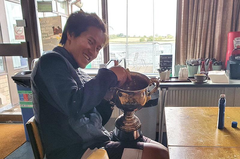 Chi Chian Wu polishing the trophy - UK Challenger Championships at Rutland - photo © Graham Hall