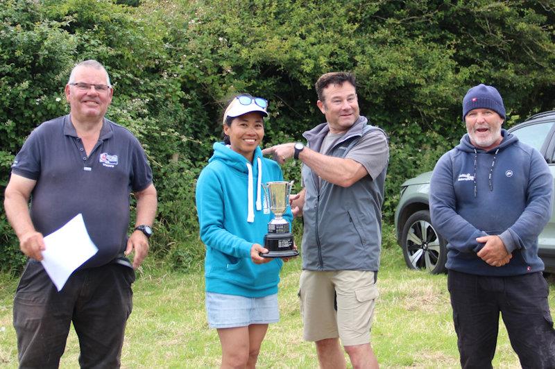 Archie, Jill & Andy Peters and Max during the victory speech - Cherub UK National Championships at Dale - photo © DYC