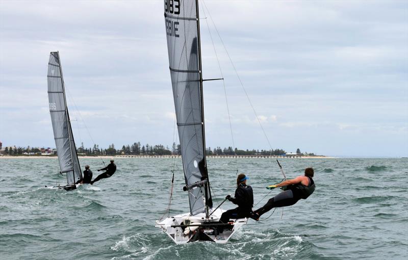 60th Cherub Australian National Championship - Zac Heyes & Peter McLeod (third overall, nearest camera) and Nicole Barnes & Brett Lancaster (second overall) - photo © Keisha Day