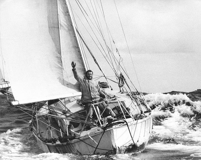 Sir Robin Knox-Johnston returning to Falmouth aboard Suhaili to become the first person to complete a solo non-stop circumnavigation - photo © Bill Rowntree / PPL