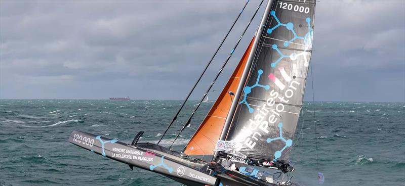 Solidaires En Peloton (Ocean 50) after the start of Transat Jacques Vabre in Le Havre, France, on October 29, 2023, - photo © Jean-Marie Liot