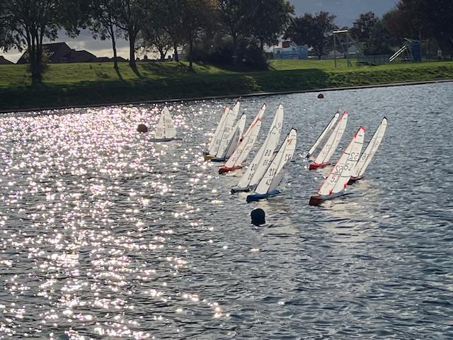 “A” fleet enjoying the sunshine at the start of race 8 during the DF95 Open at Gosport - photo © Jacque Cook