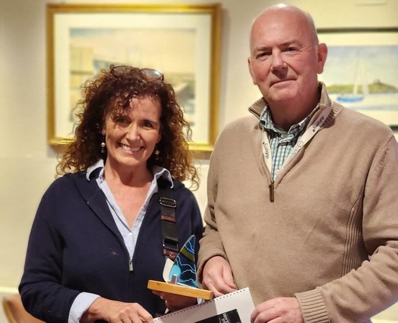 PY Fleet, 3rd Overall, Sarah Dwyer (Aero) with DMYC Commodore Derek Gill. Viking Marine Frostbites Series Series 1 prize-giving photo copyright Frank Miller taken at Dun Laoghaire Motor Yacht Club and featuring the Dinghy class